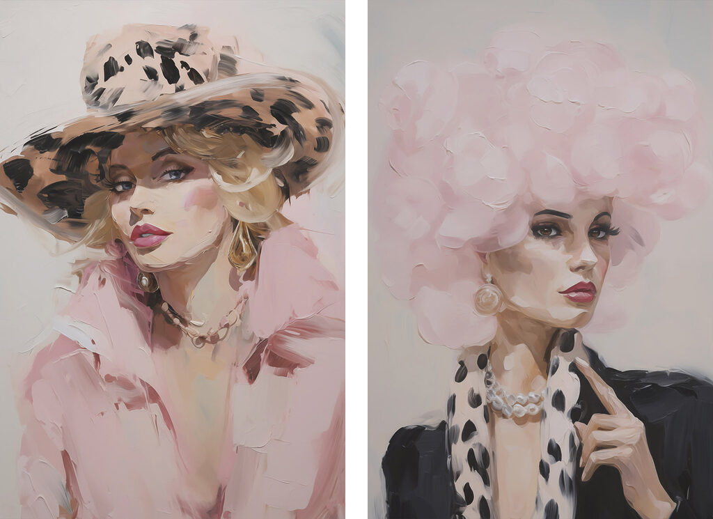 Collage of a woman with a pink hat
