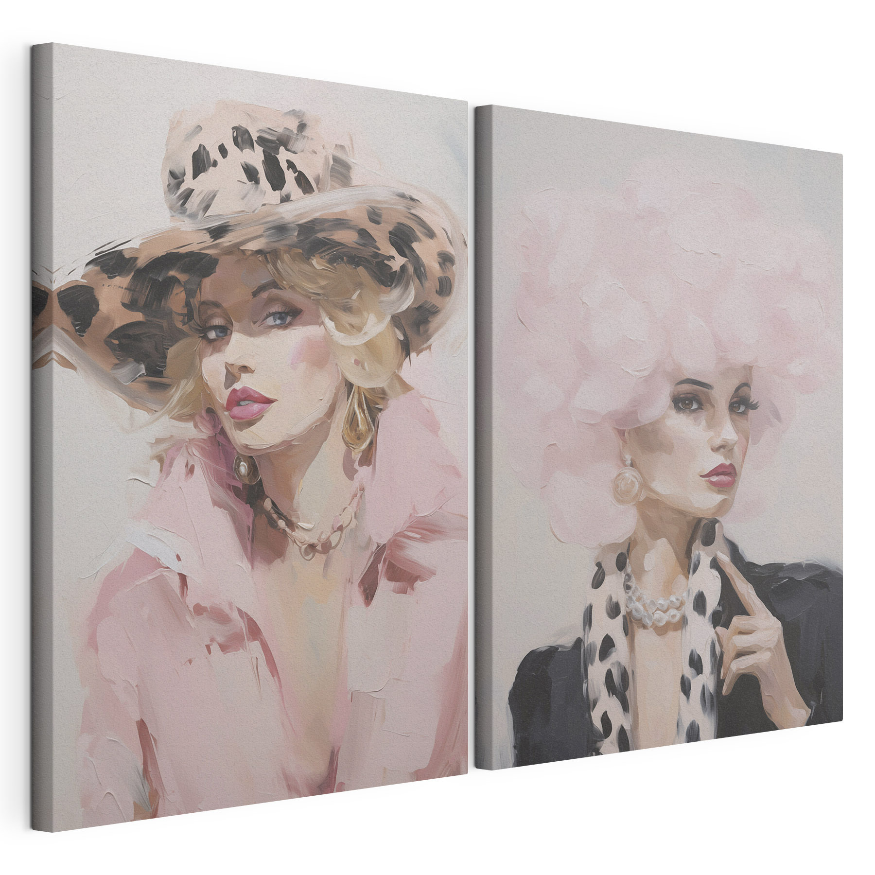Collage of a woman with a pink hat