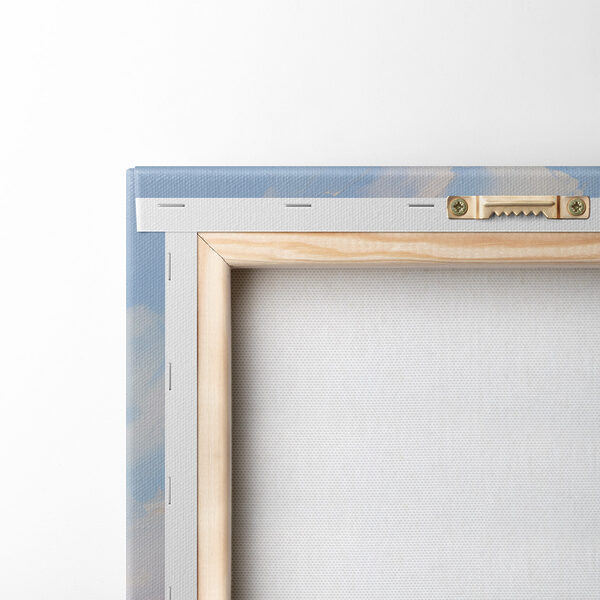 Painting of a beach and a cliff
