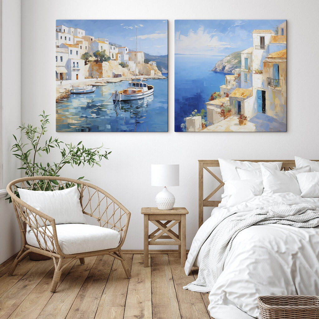 Painting of a boat in the water