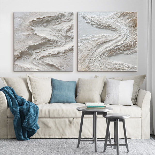 White and grey surface with wavy lines
