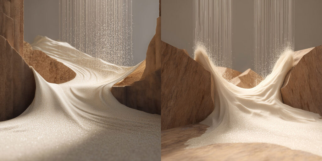 Sand flowing from a cliff