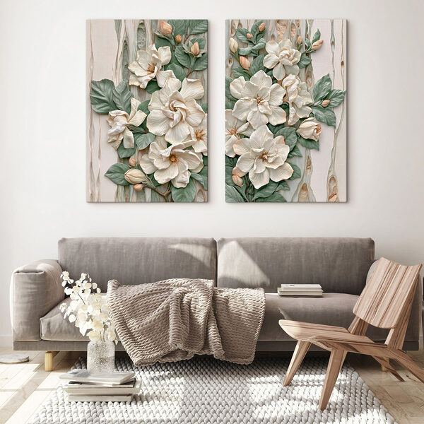 Collage of flowers and leaves