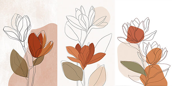 Drawing of flowers with leaves