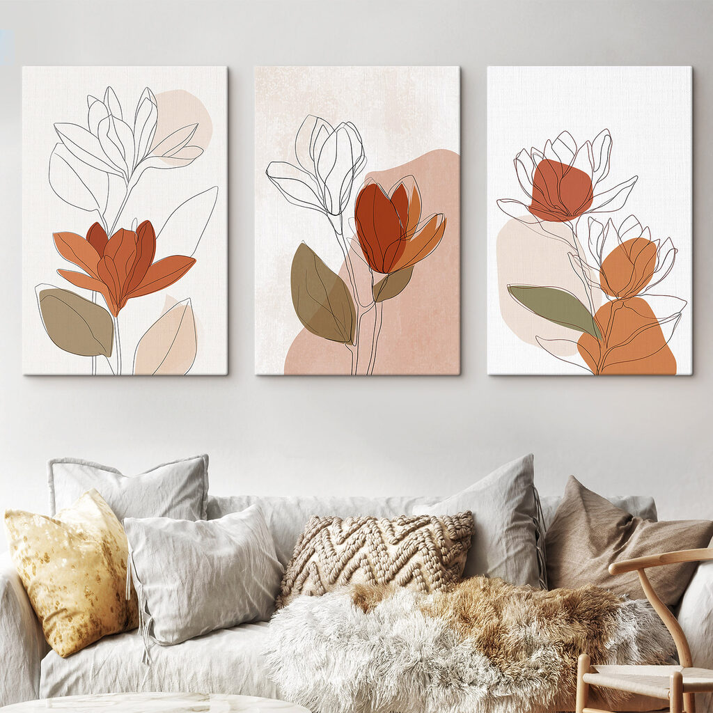 Drawing of flowers with leaves