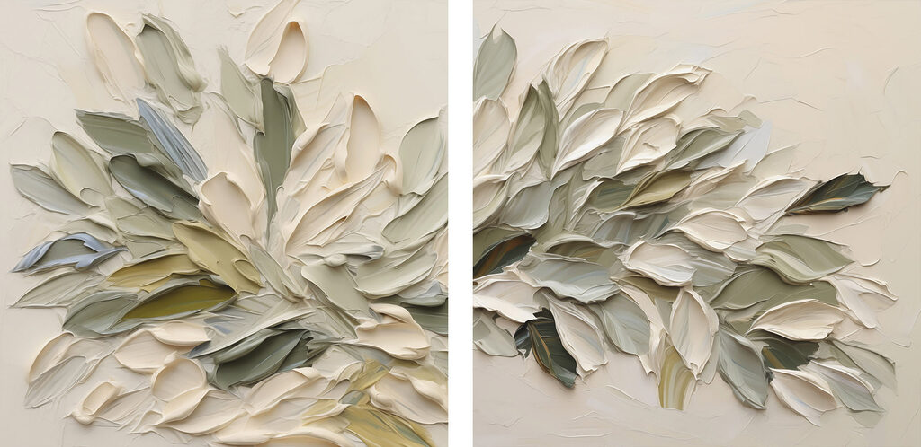 Elegant leaf composition in soft hues