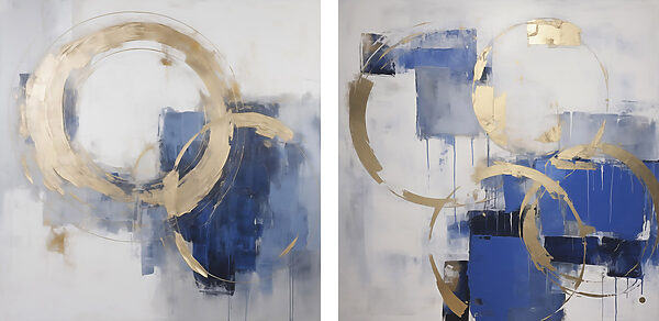 Bold shapes in vibrant blue tones