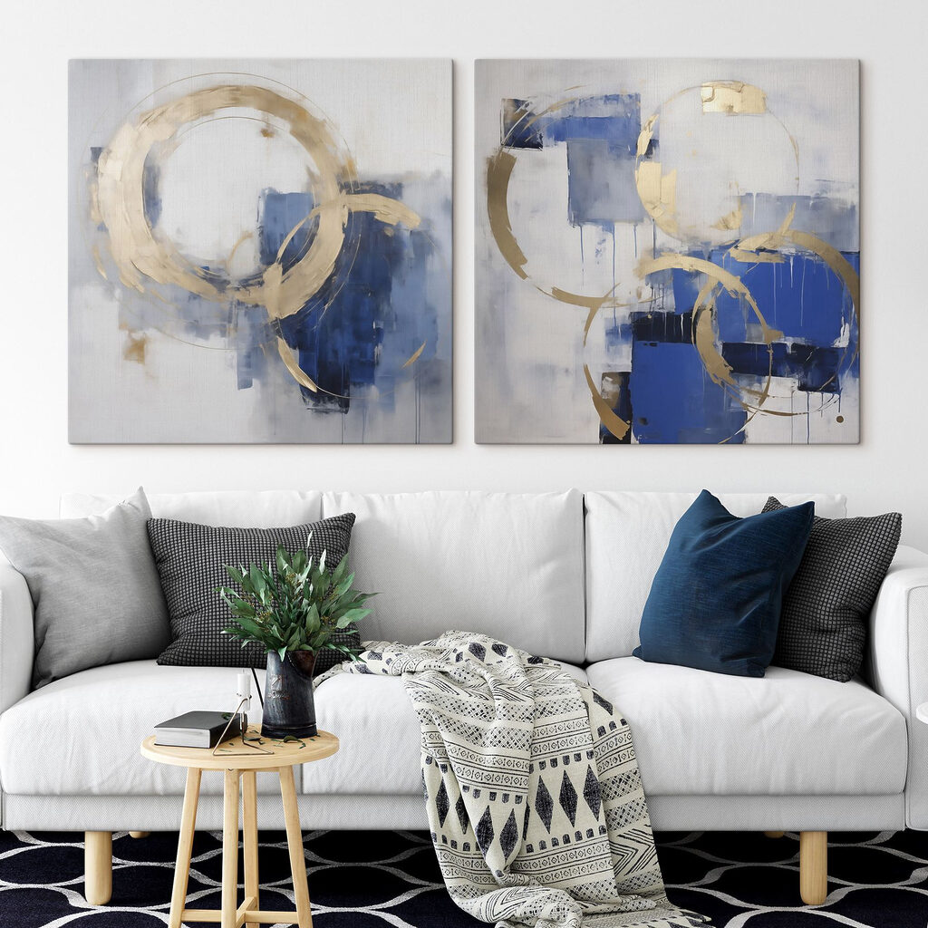 Bold shapes in vibrant blue tones