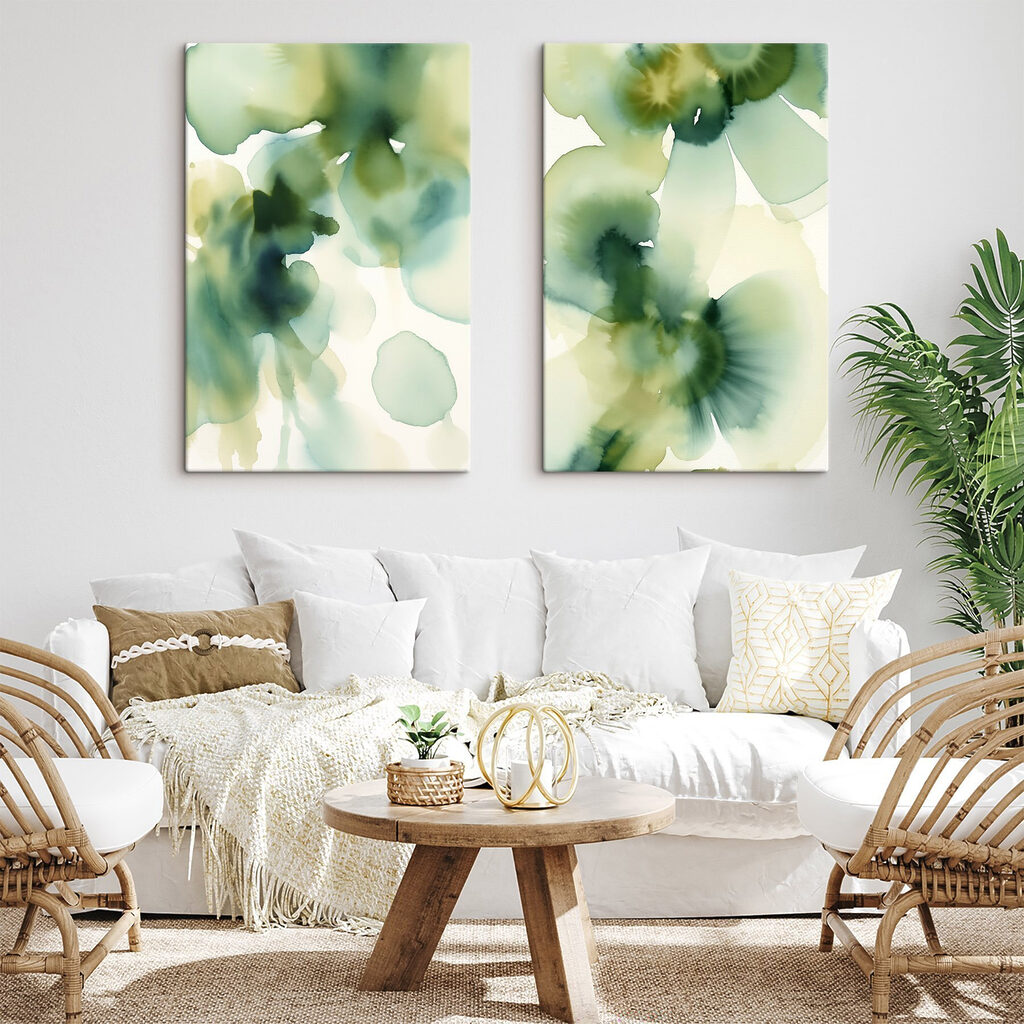 Fluid greens and blues in harmony