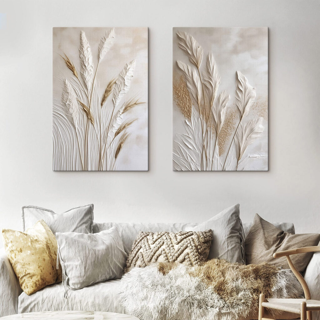 Collage of white and brown plants