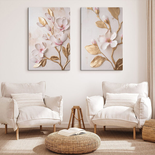 Collage of flowers and leaves