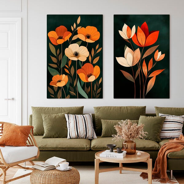 Painting of flowers on a black background