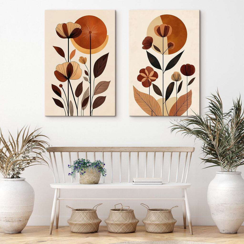 Painting of flowers and leaves