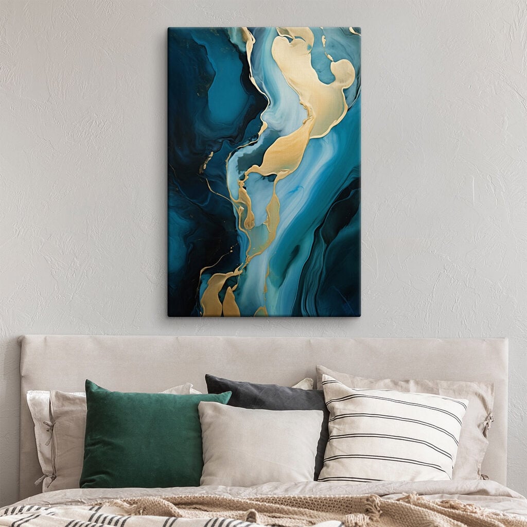 Fluid swirls of vibrant blue hues