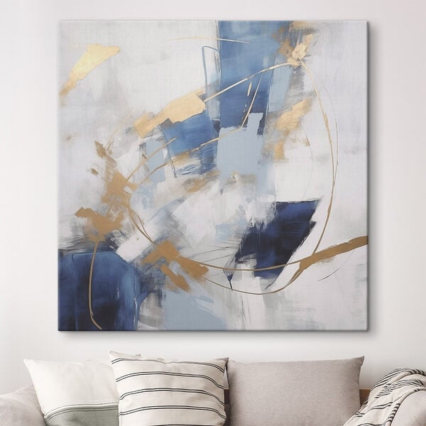 Painting of a blue and white wall