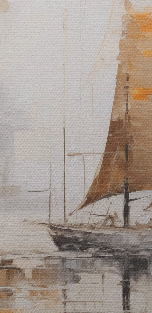 Painting of a sailboat in the water