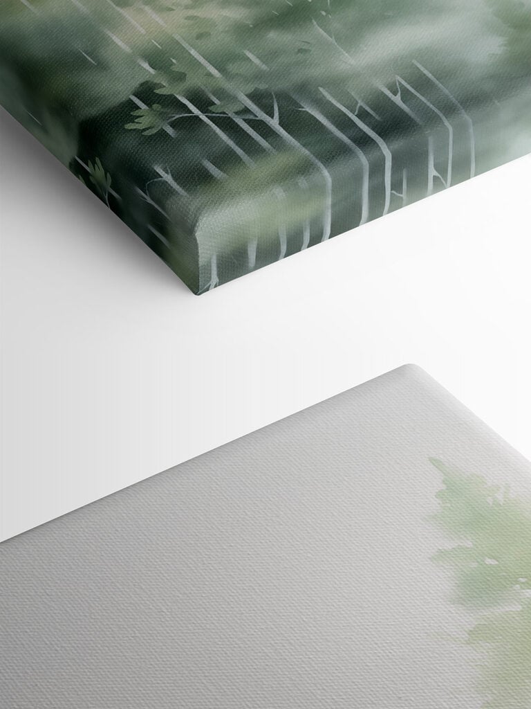 Painting of trees in the fog