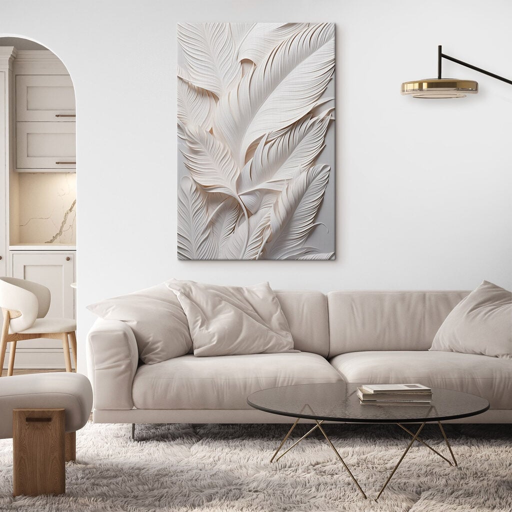 White feathers on a white surface