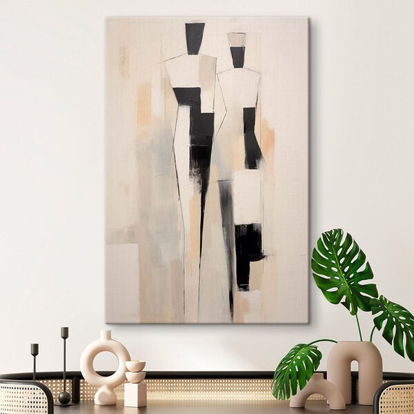 Painting of a person in black and white