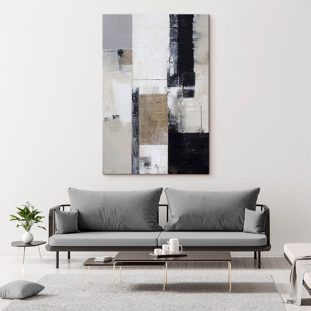 Painting of a white and black rectangular object