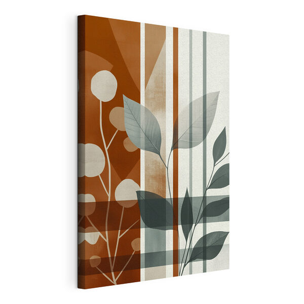 Artistic play of leaves and lines