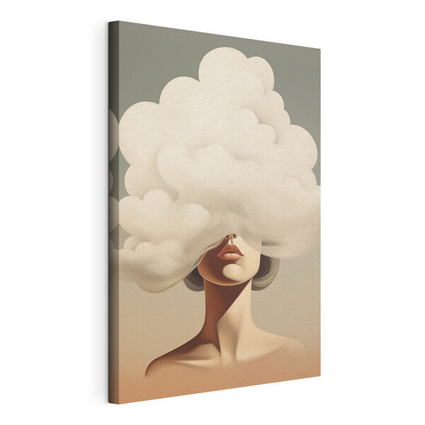 Woman with a cloud covering her face