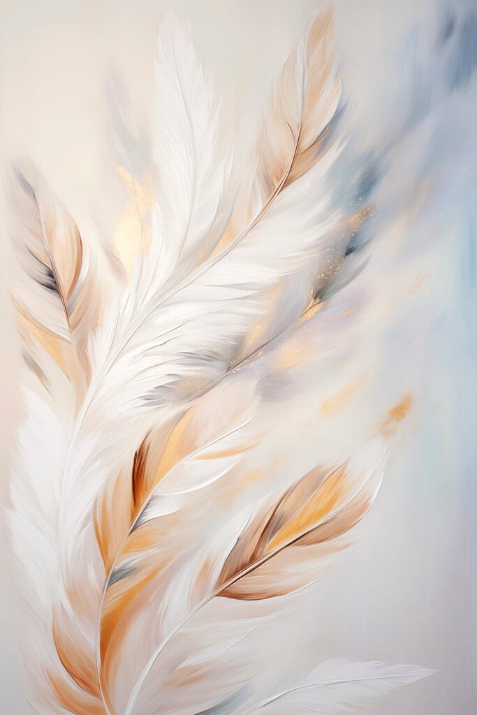Soft feathers in warm hues blending