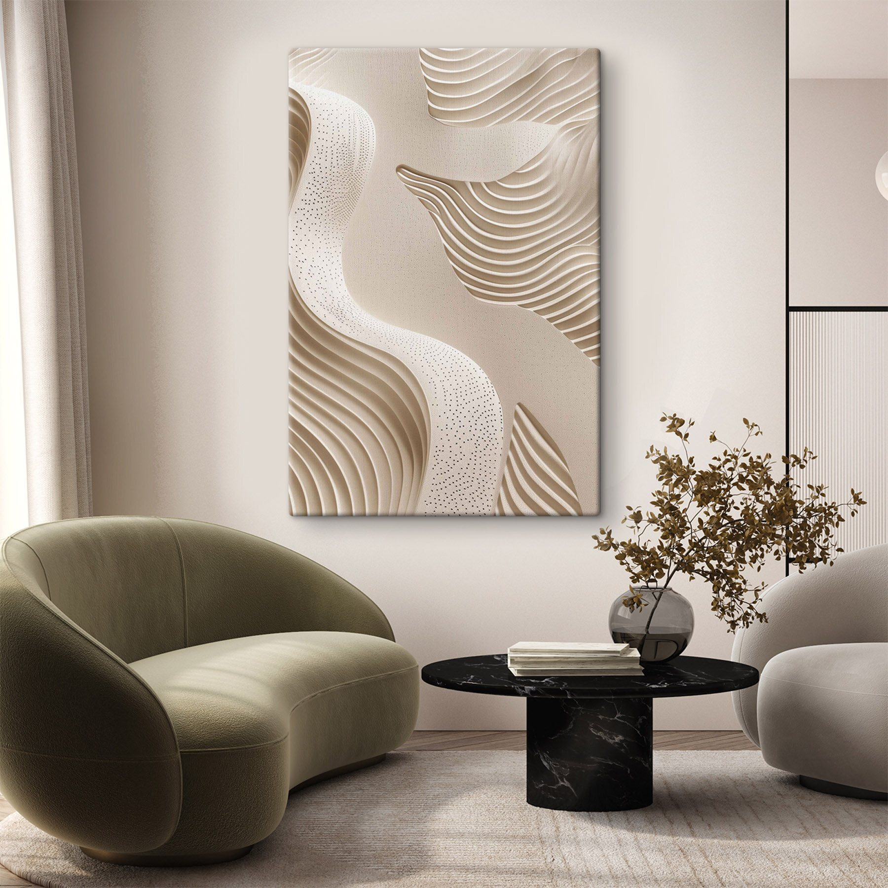 White and brown surface with wavy lines