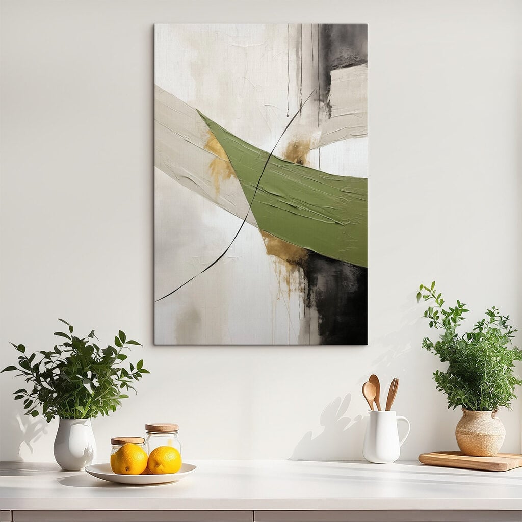 Painting of a green and black line