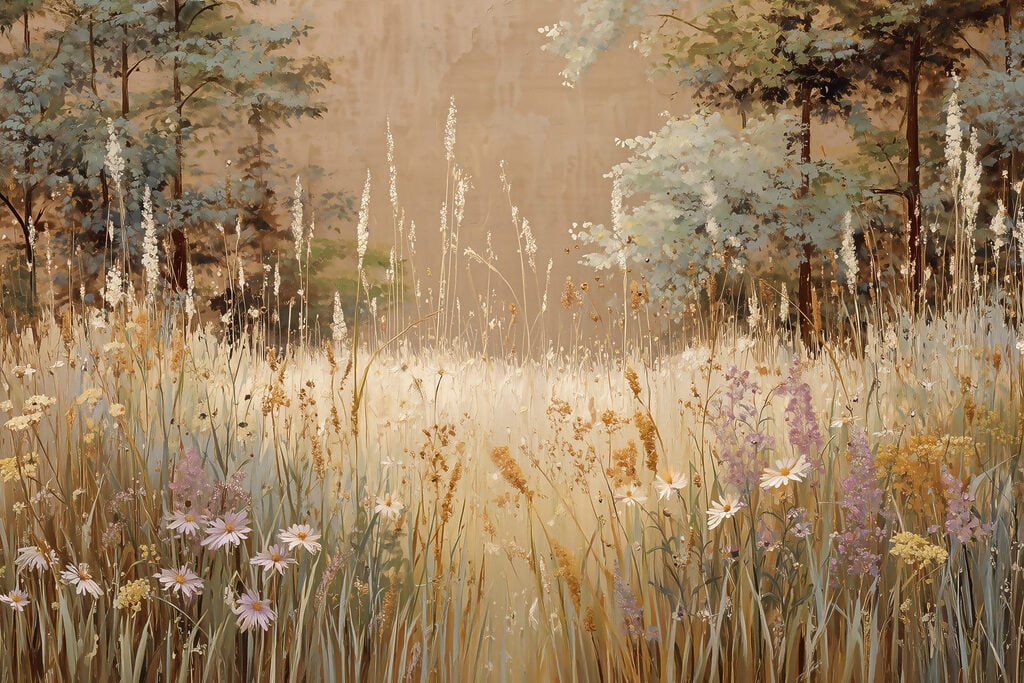Painting of a field of flowers