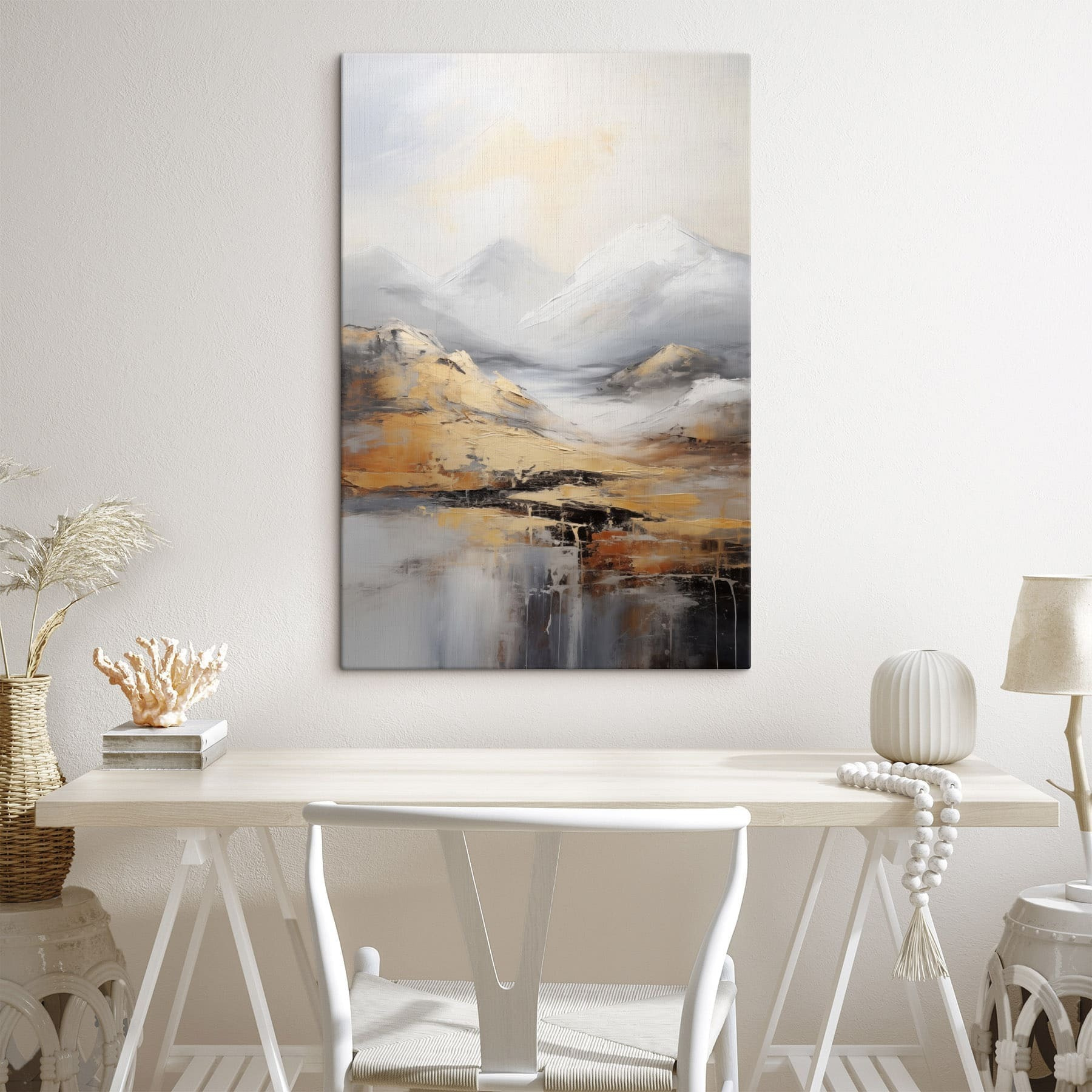 Painting of mountains and water
