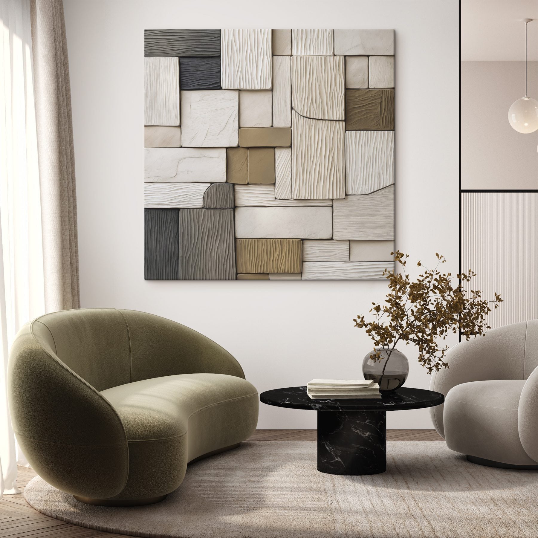 Wall of wood blocks