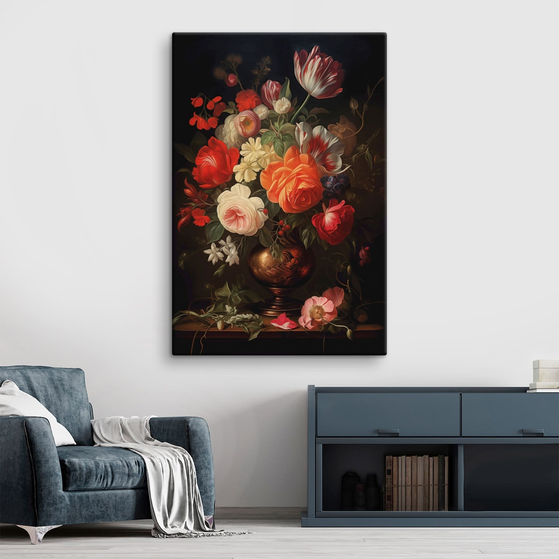 Painting of flowers in a vase