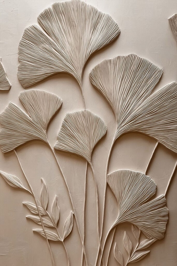 Wall art with leaves and flowers
