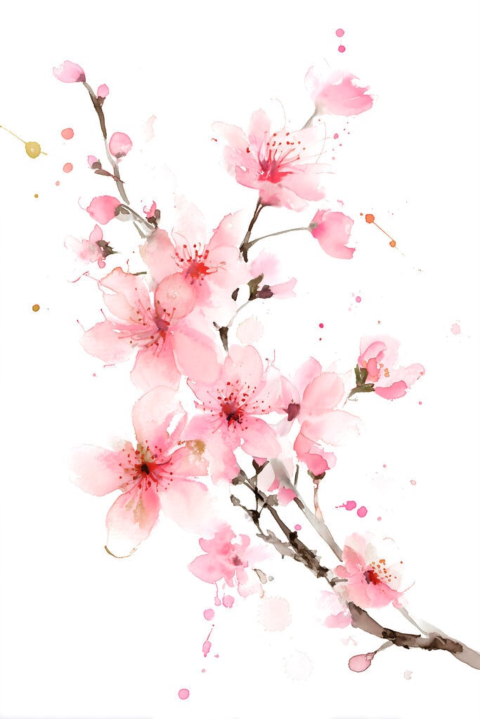 Watercolor of pink flowers