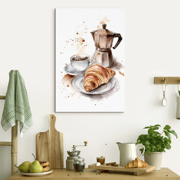 Vászonképek Vászonképek Egy croissant és egy csésze kávé (Cikkszám: s48555)