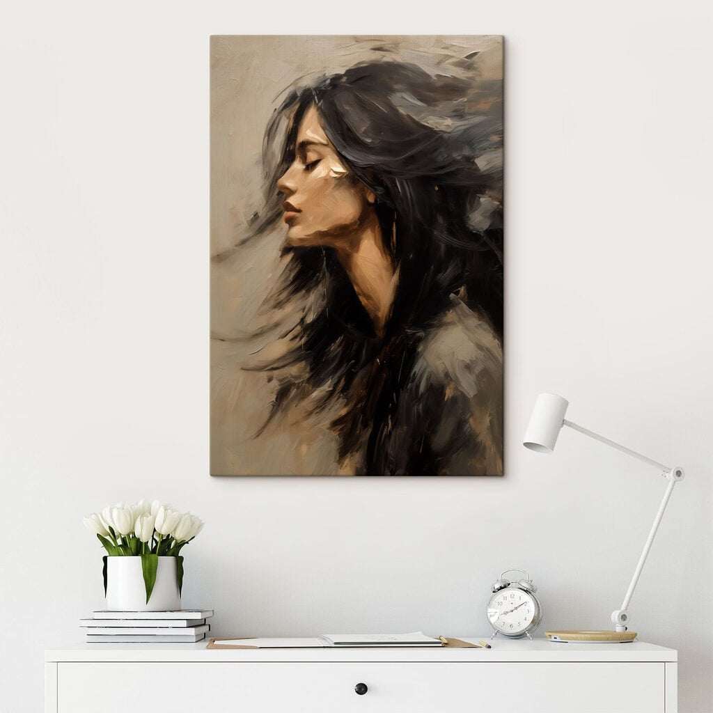 Painting of a woman with long hair
