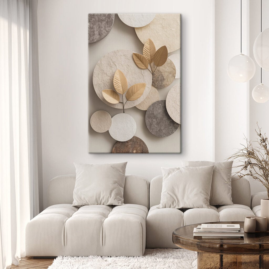 Group of circular objects with leaves