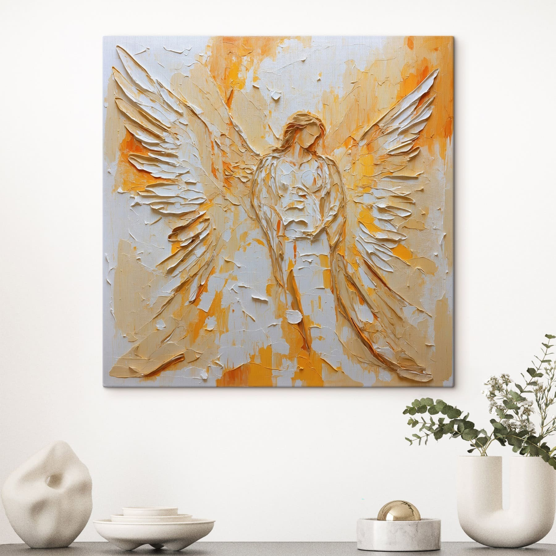 Painting of a woman with wings
