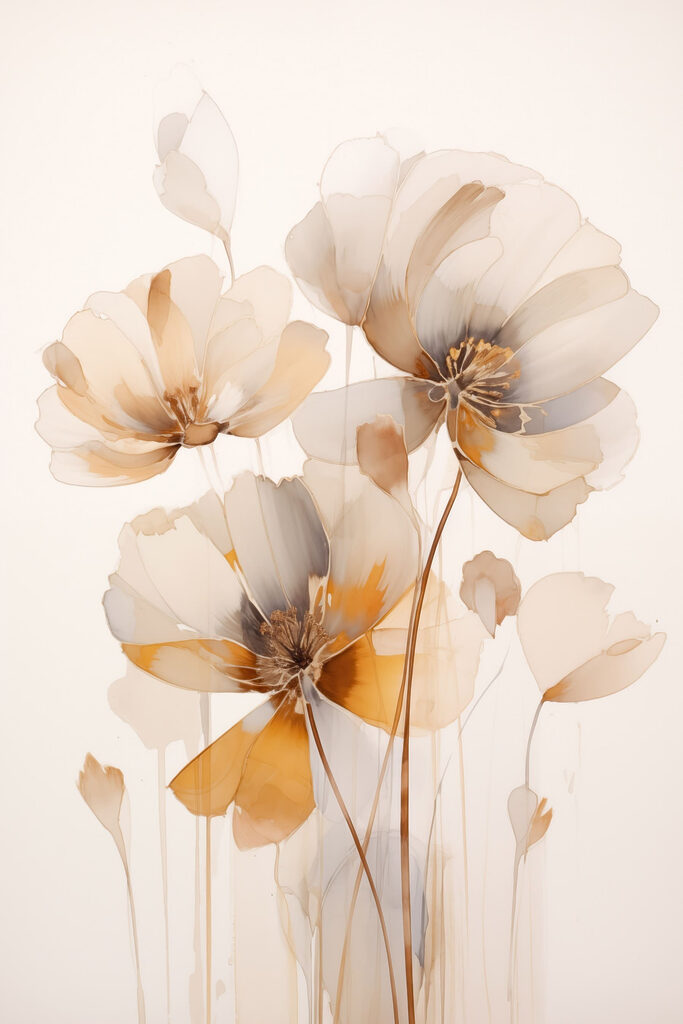 Painting of flowers on a white background