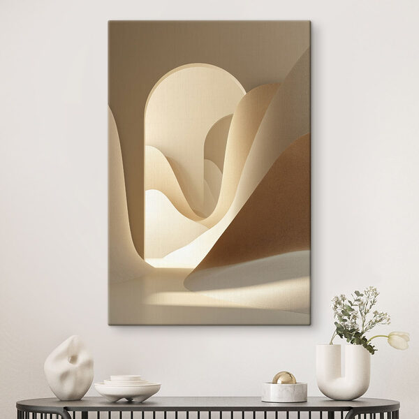 Room with a archway and a white wall