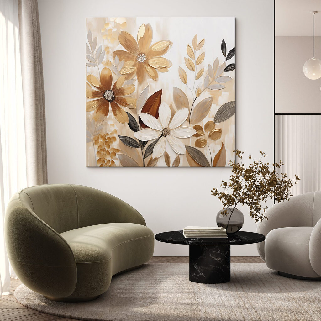 Painting of flowers and leaves