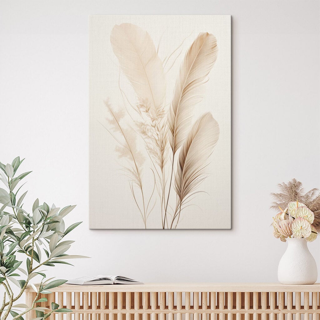 Delicate feathers in soft tones