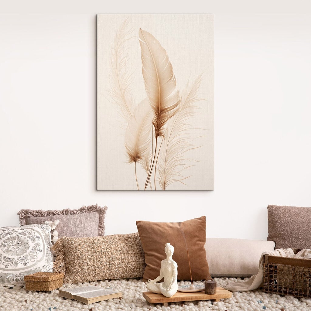 Delicate feathers against soft backdrop