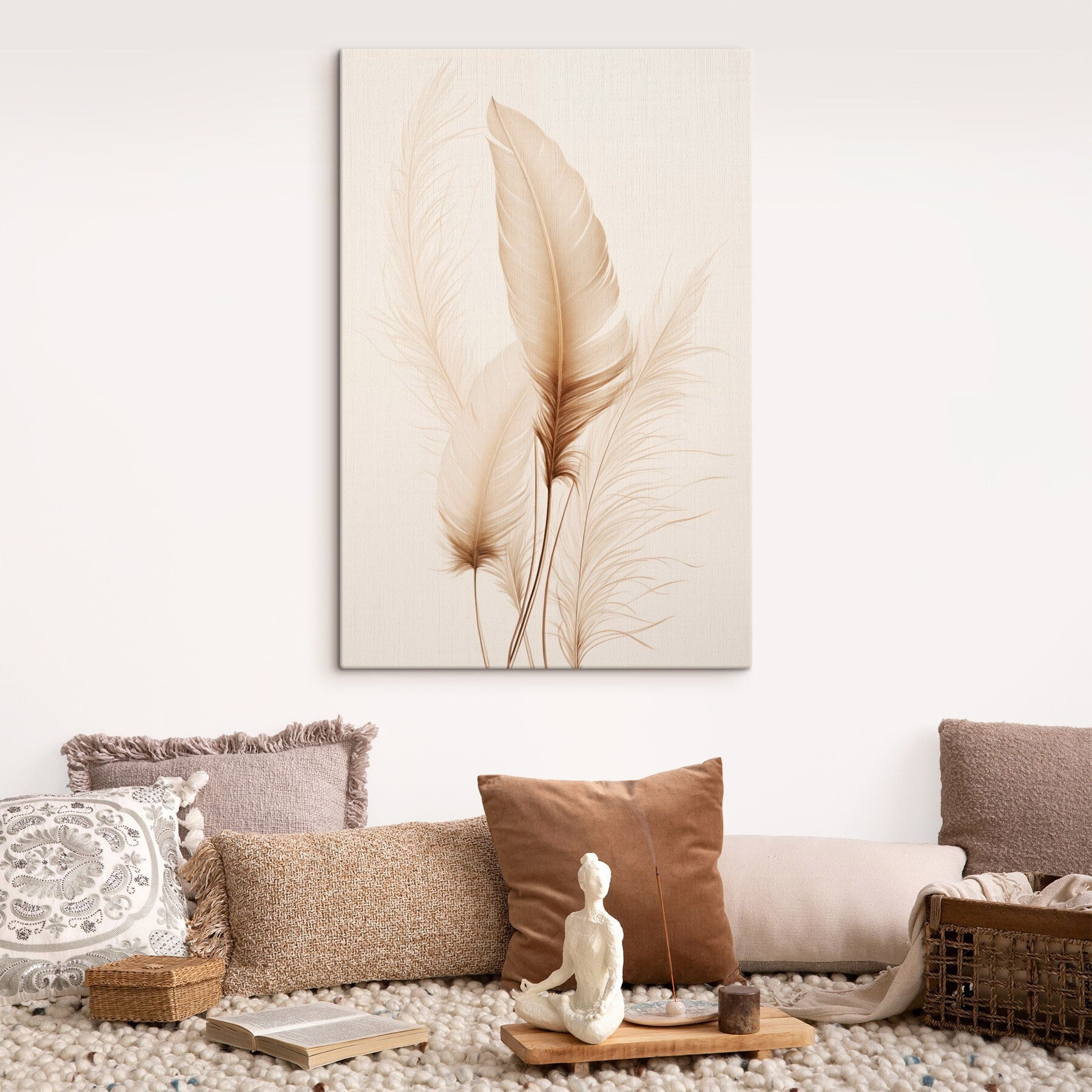 Delicate feathers against soft backdrop