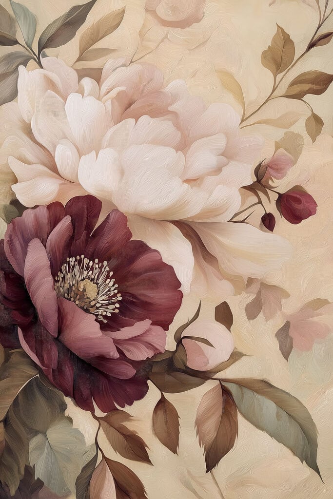 - Lush blooms in soft pastel hues