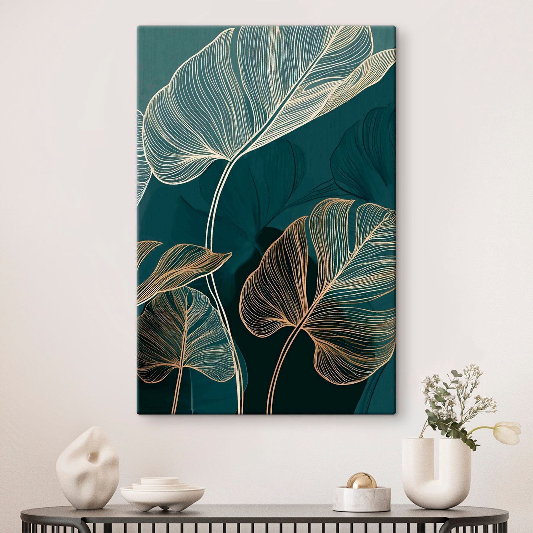 Elegant leaves on dark background