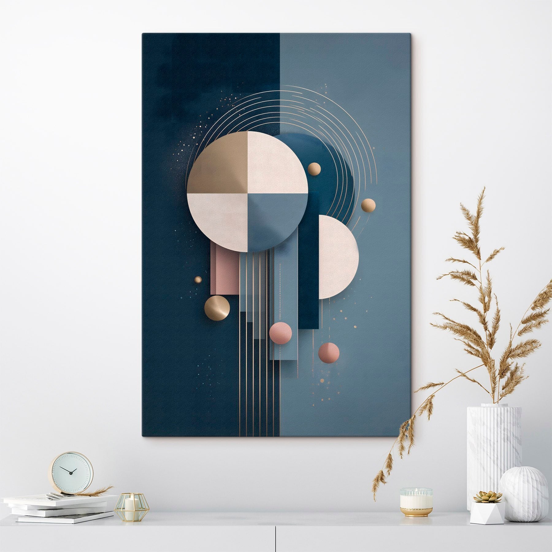 Art piece of paper with circles and lines