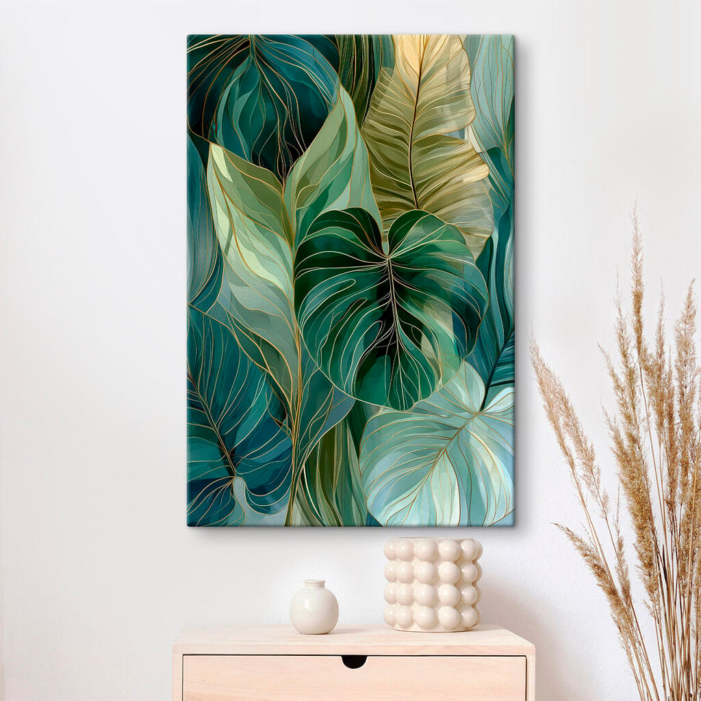 Vibrant green leaf patterns intertwined