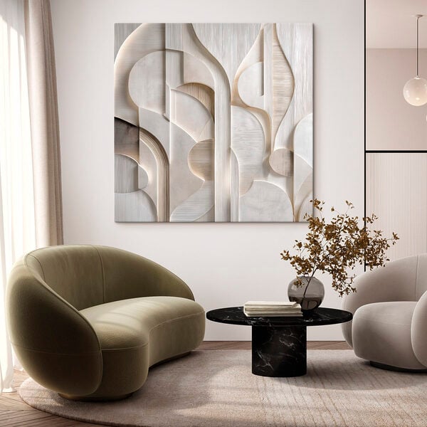 White wall with curved lines and curves